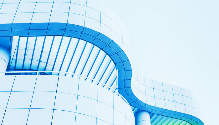 Modernes Gebäude mit einer geschwungenen Fassade